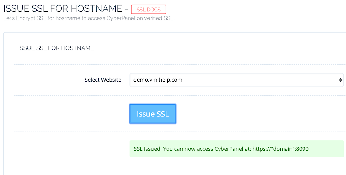 Cyberpanel Host Ssl Issue Success